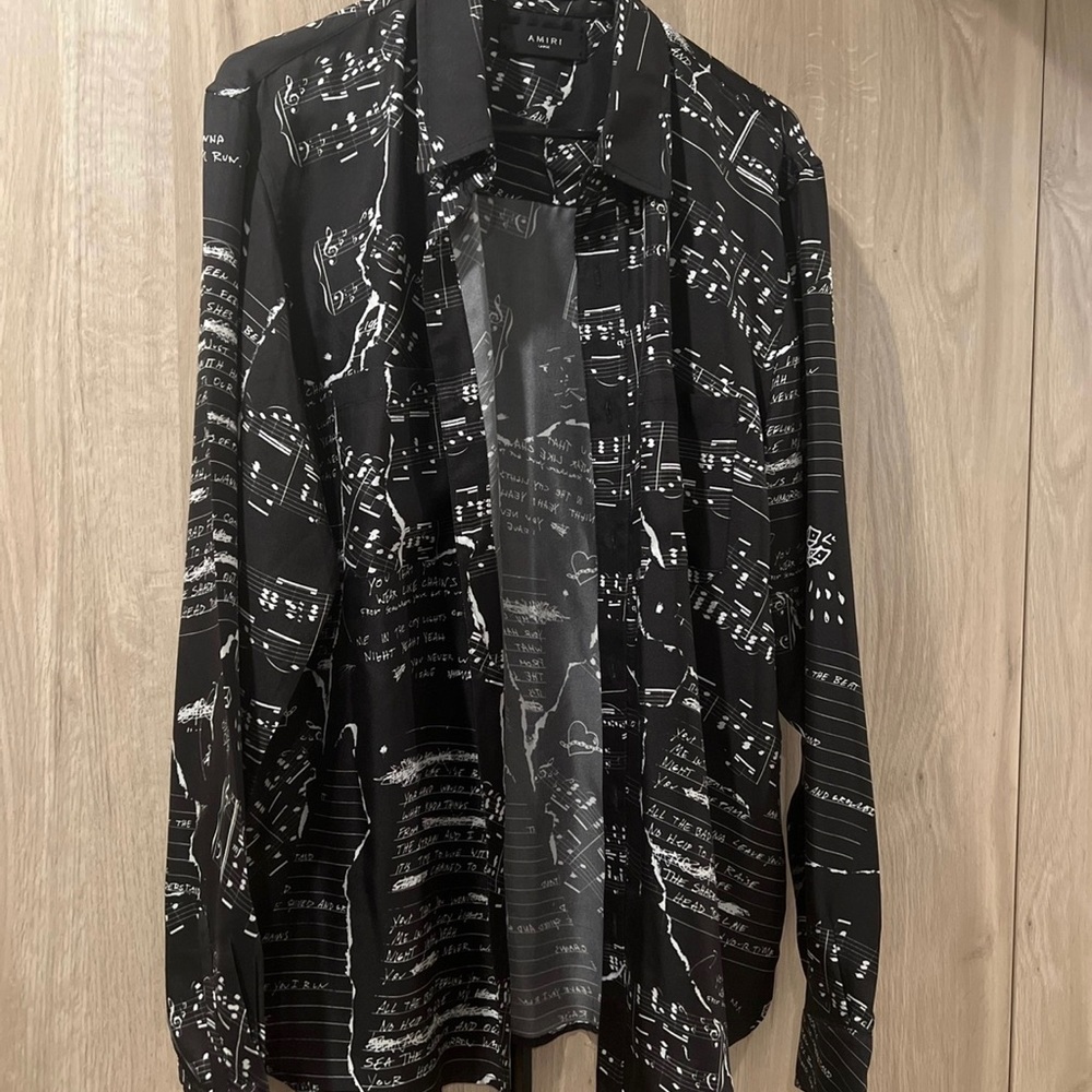 Authentic Amiri Silk Broken Music Notes Shirt